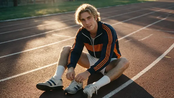 Klaus en una pista de atletismo