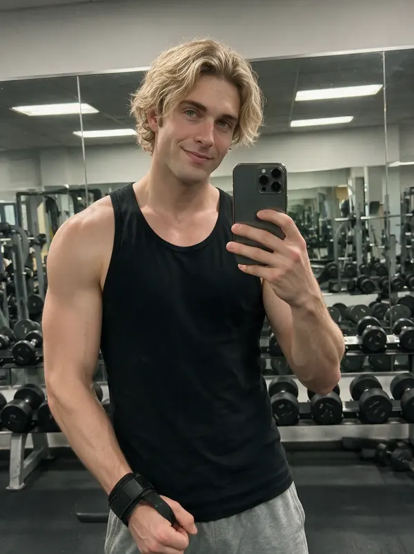 Selfie de Klaus en el espejo del gimnasio