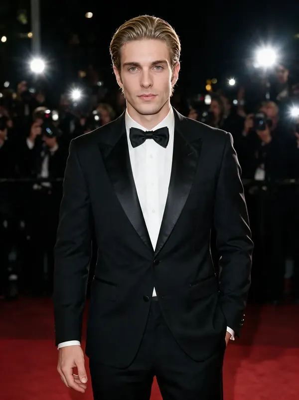 Klaus de esmoquin en la alfombra roja