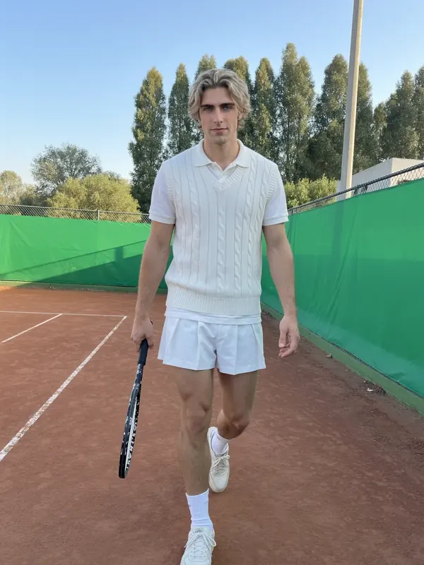 Klaus en una cancha de tenis