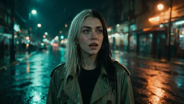 Odeza en una escena de cine bajo la lluvia