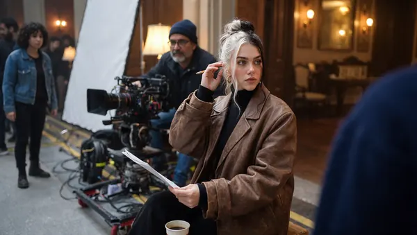 Odeza lee su guion en un set de cine